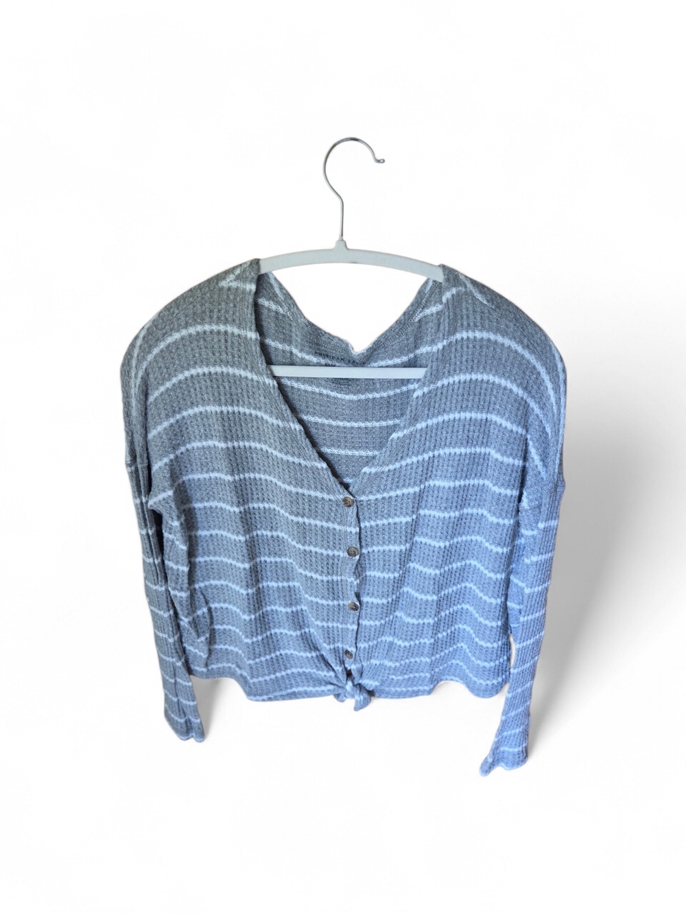 AEO Grey Waffle Knit Top